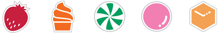 Icons representing each flavor for Enamelast Flouride Varnish