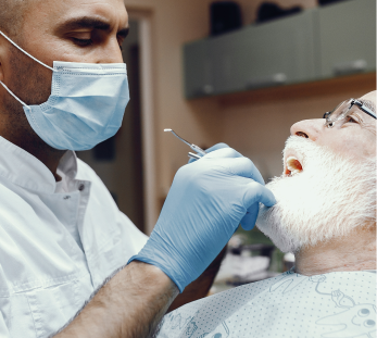 Dentist checking teeth