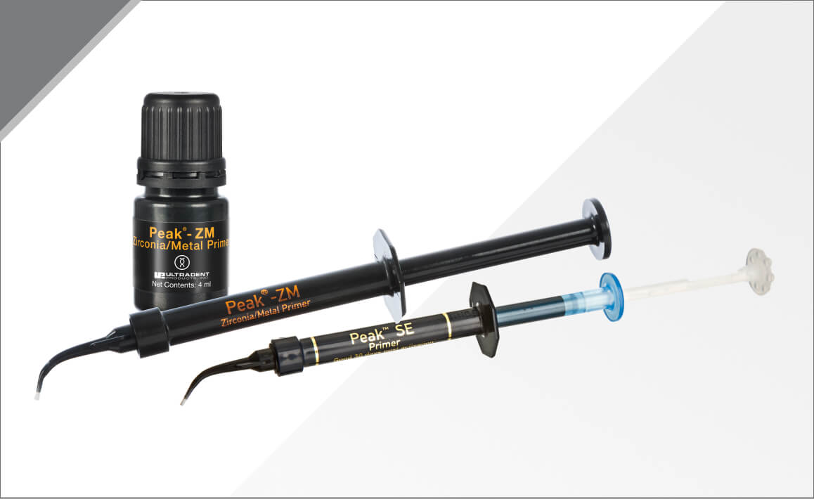 Peak SE composite bonding primer and Peak-ZM zirconiia & metal bonding primer