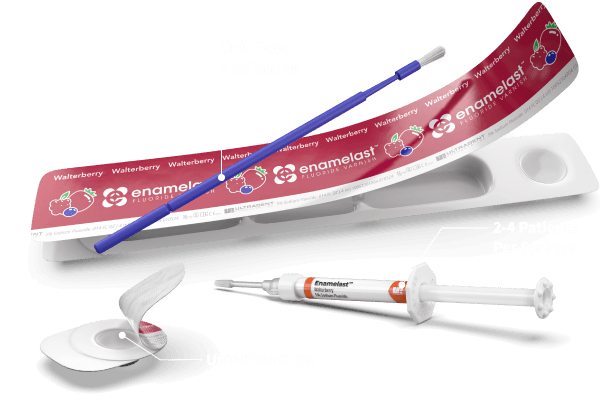 Enamelast Flouride Varnish unit dose and syringe display