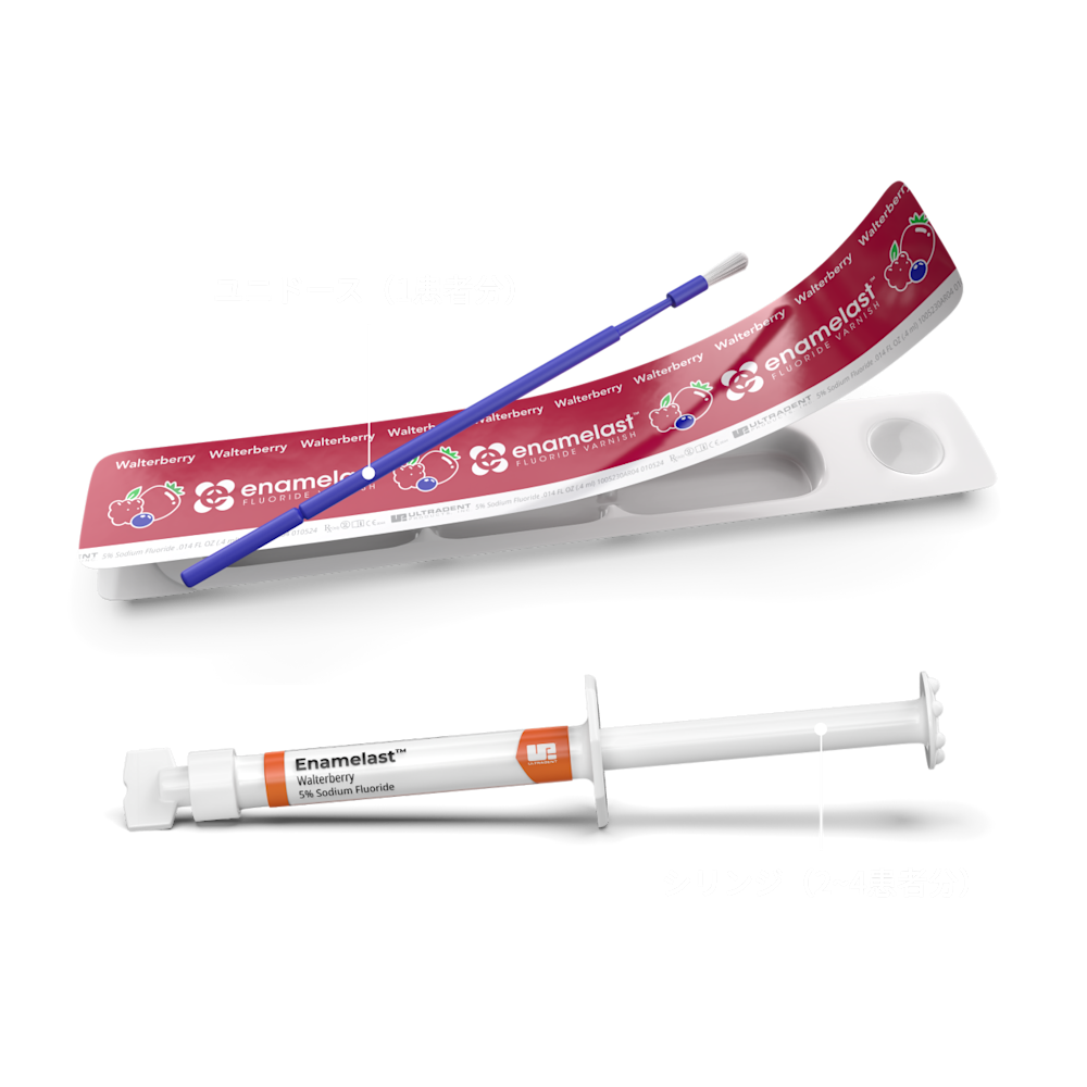 Enamelast Flouride Varnish unit dose and syringe display