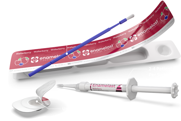 Enamelast Flouride Varnish unit dose and syringe display