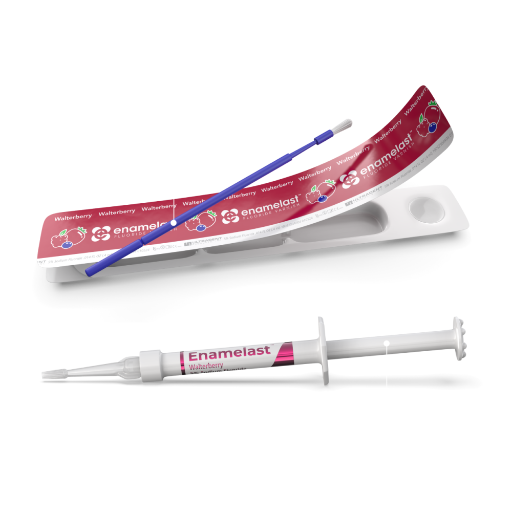 Enamelast Flouride Varnish unit dose and syringe display