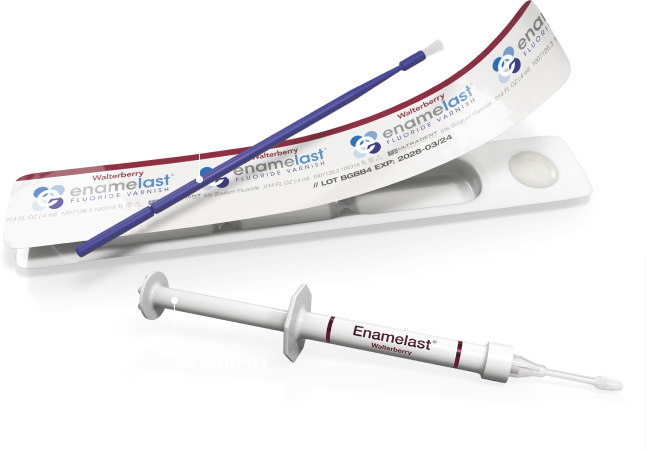 Enamelast Flouride Varnish unit dose and syringe display