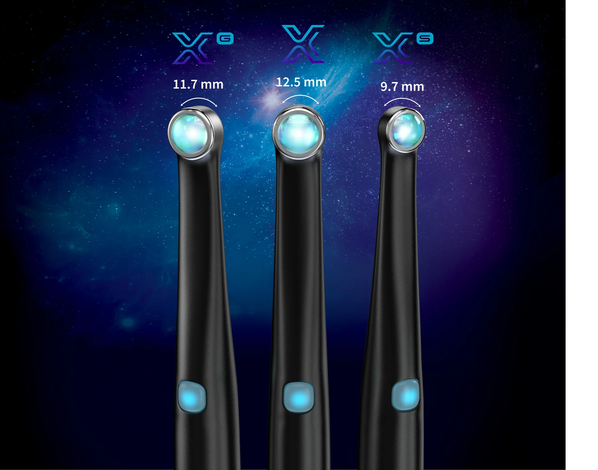 VALO X, VALO XG, and VALO XS lens size comparison