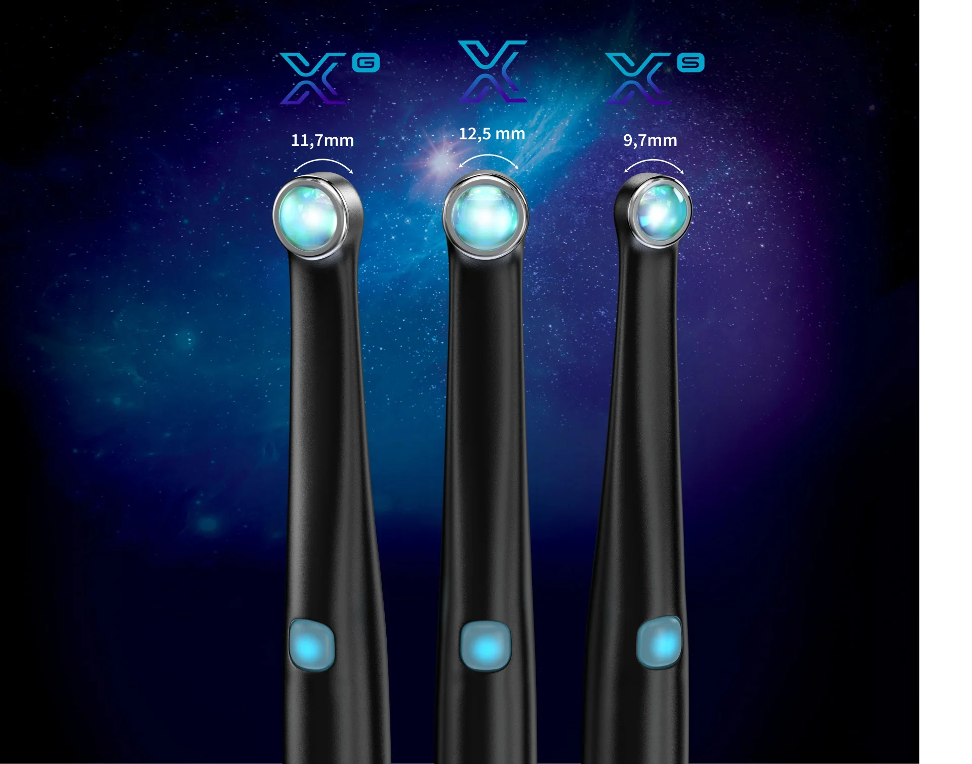 VALO X, VALO XG, and VALO XS lens size comparison