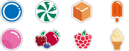 Icons representing each flavor for Enamelast Flouride Varnish