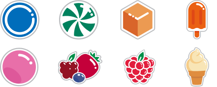 Icons representing each flavor for Enamelast Flouride Varnish