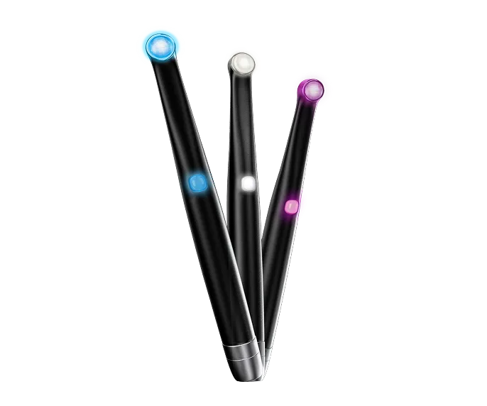 VALO light beams against a dark background