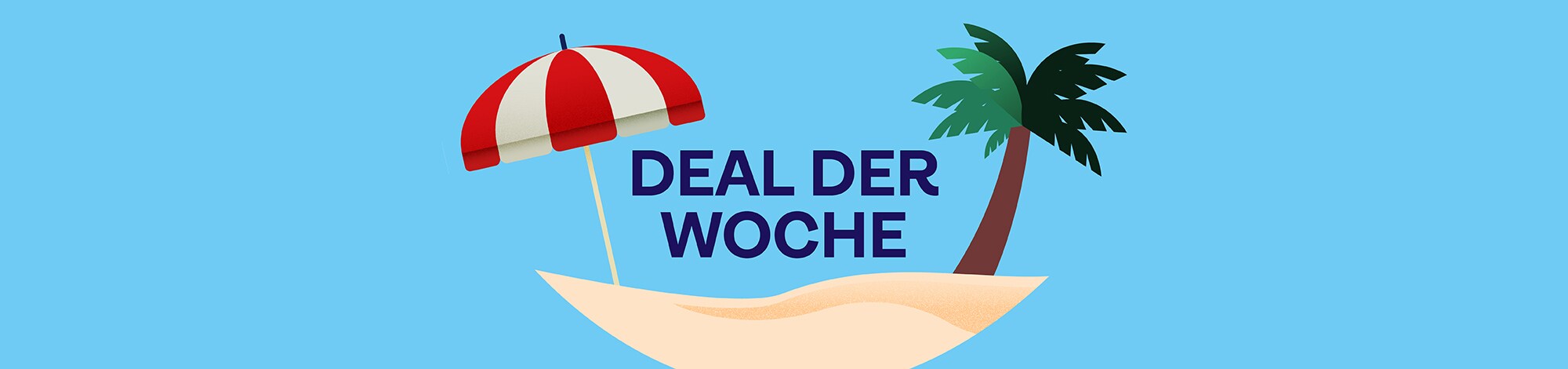 Illustration kleine Insel mit Palme und Sonnenschirm