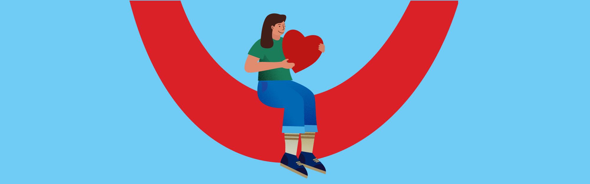 illustration woman holding a heart in her hands