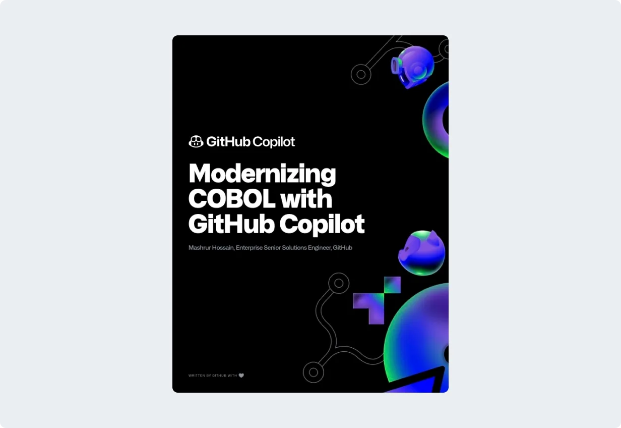 Cover page with title "Modernizing COBOL with GitHub Copilot"