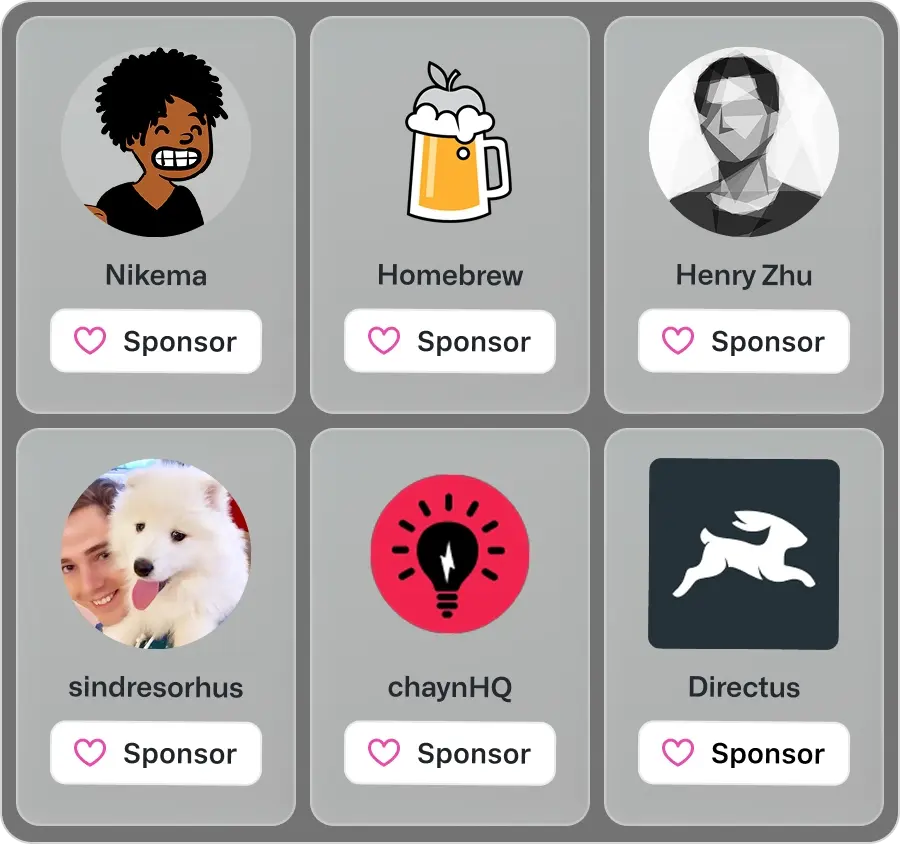 List of maintainers each with a "Sponsor" button
