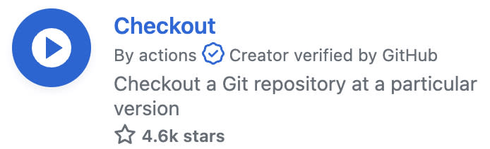 A "Creator verified by GitHub" badge identifies actions in GitHub Marketplace that are created by GitHub partners.
