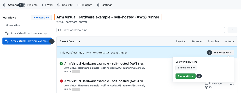 Figure 6 Example of GitHub Actions CI test