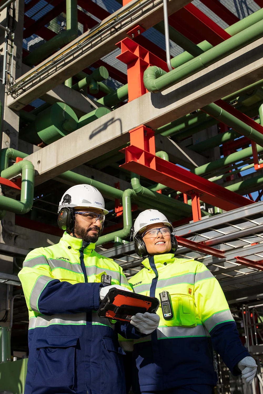 Neste employees at Porvoo refinery.