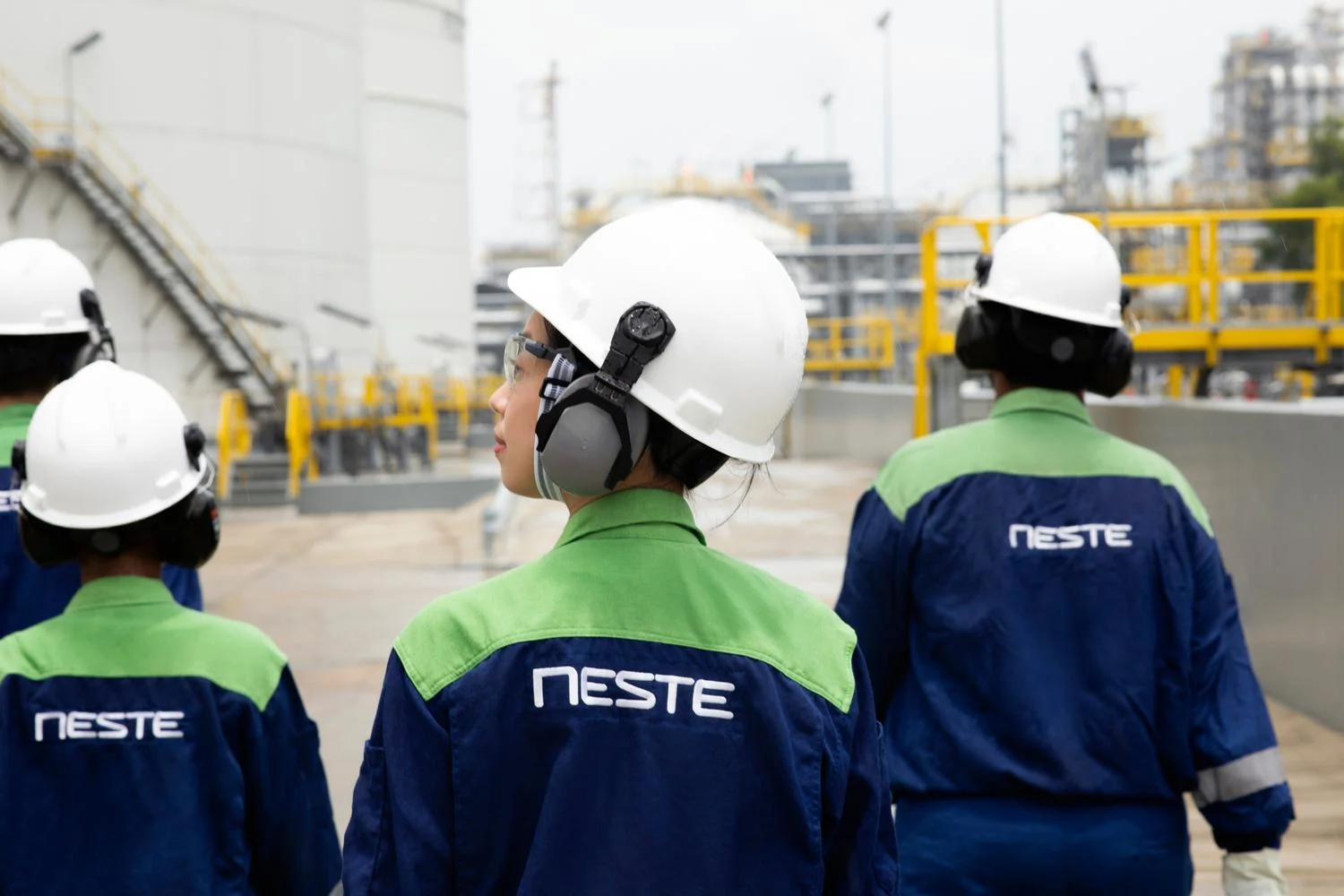 Neste personnel working at the Singapore refinery.