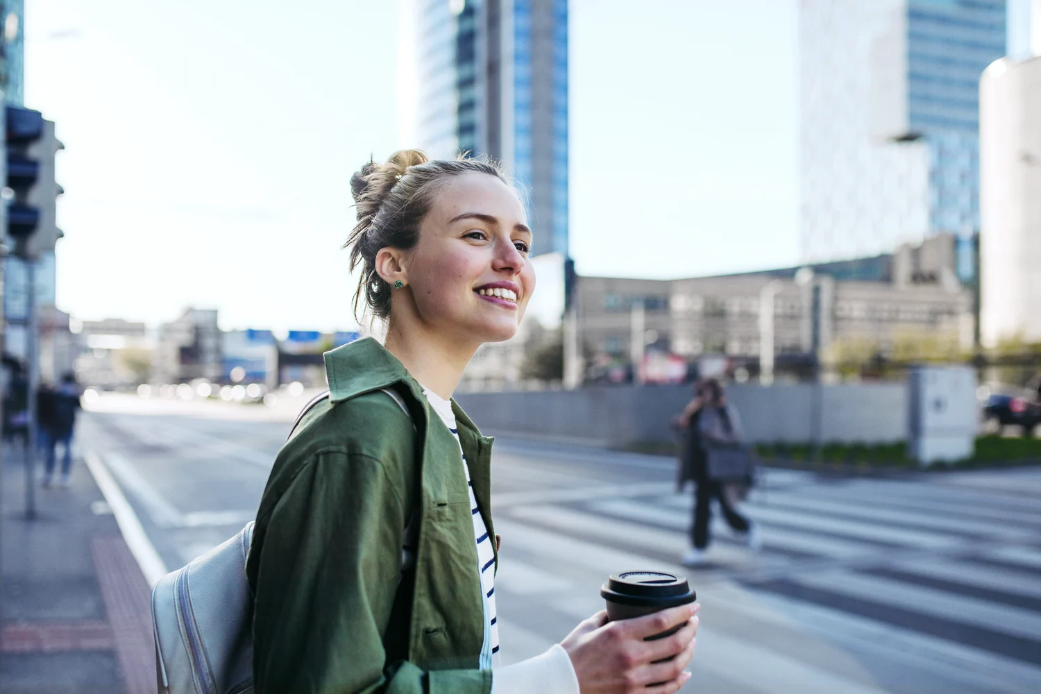 woman walking on a street