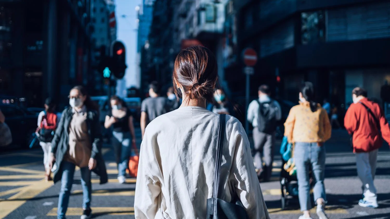 people walking on a street