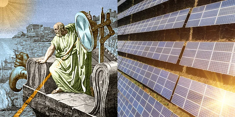 In ancient Greece, an invention called Archimedes’ death ray used solar power for a devious cause: focusing sunlight on ships, causing them to burst into flames.