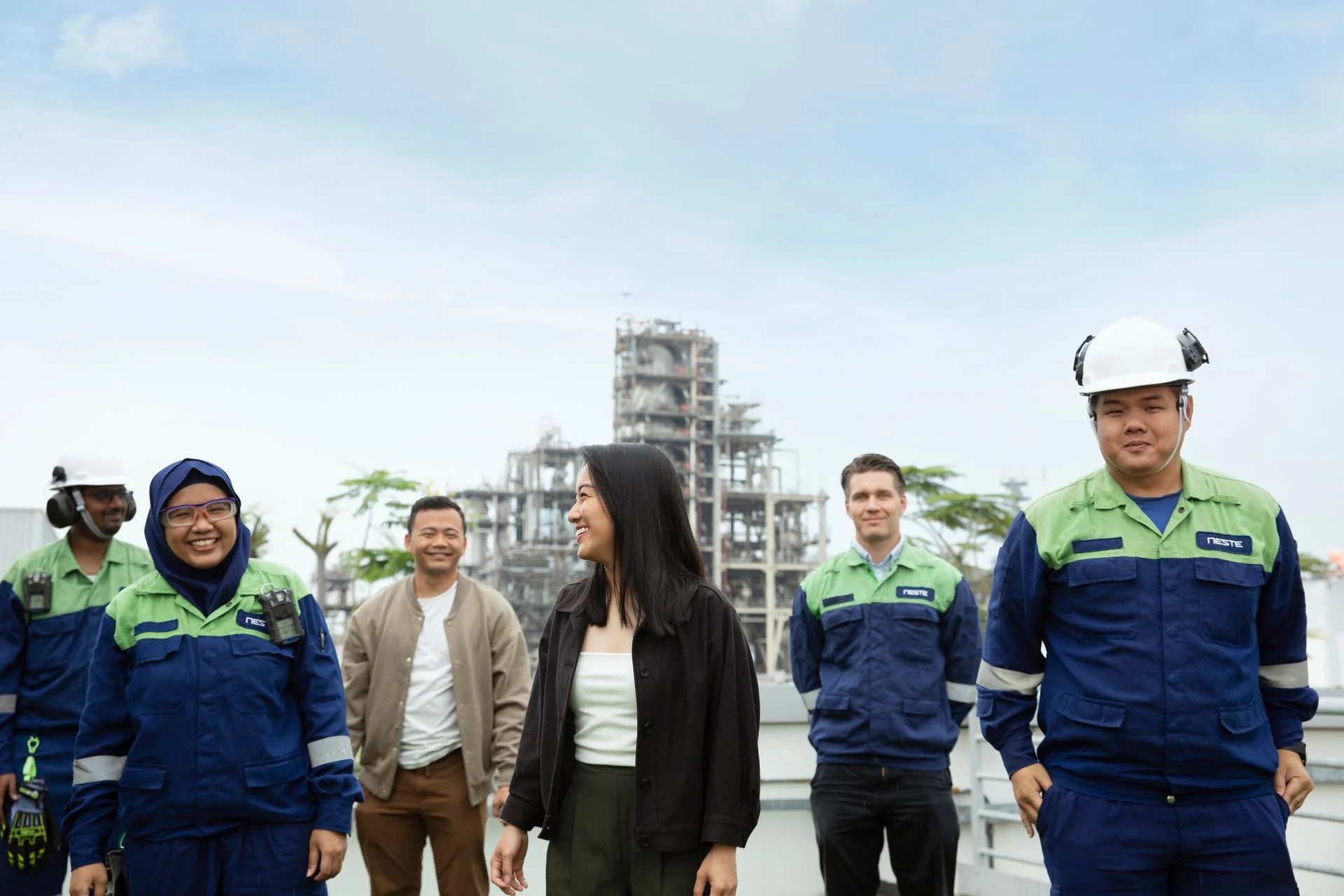 Neste employees in Singapore refinery