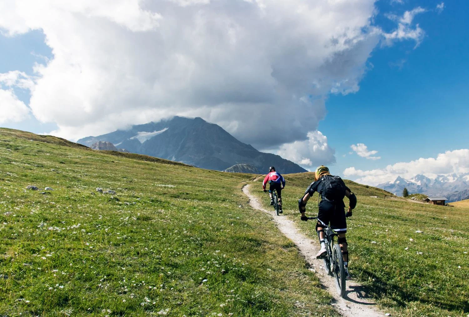 People walking in beautiful landscape