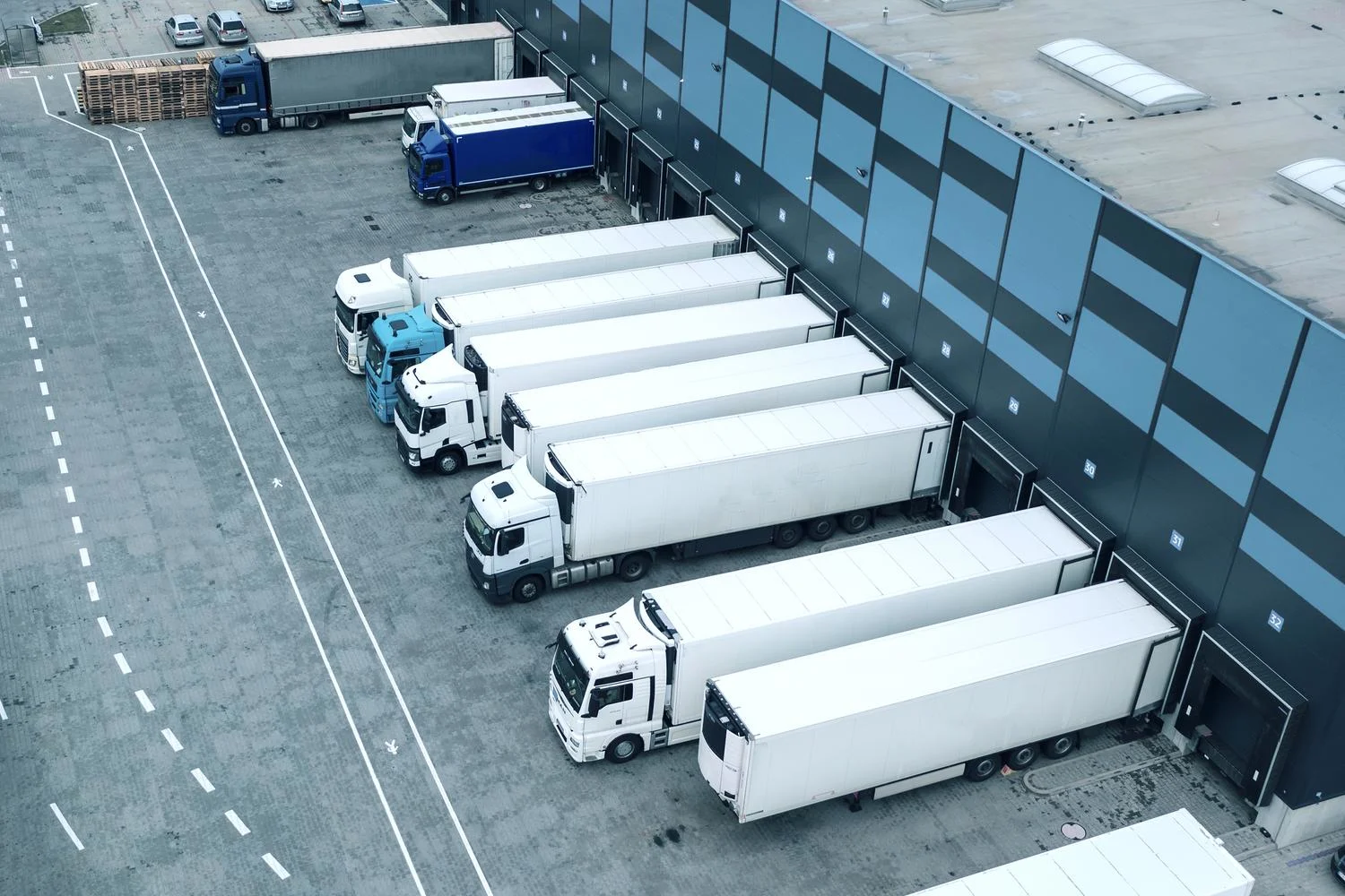 trucks standing parked