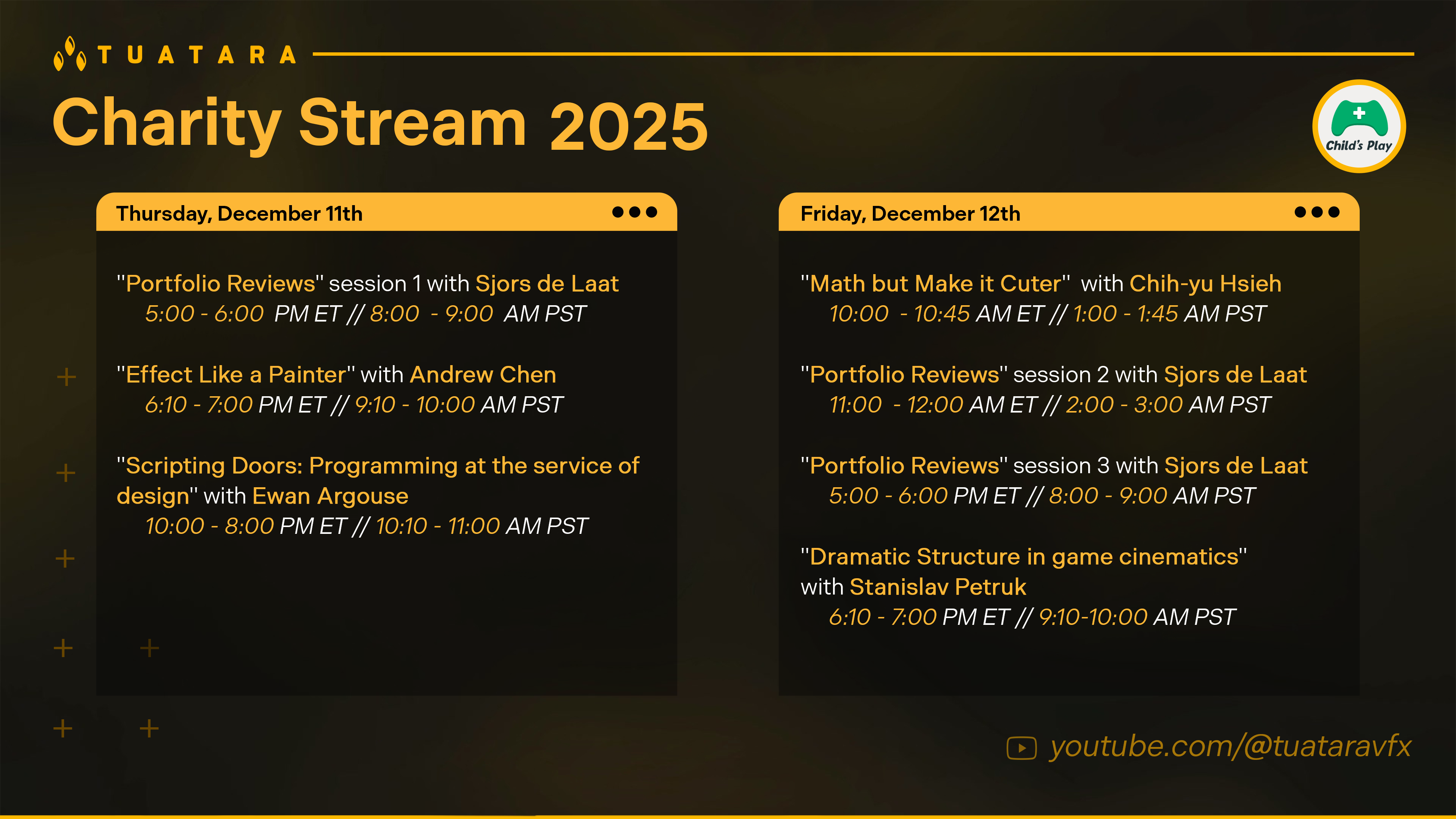 Charity Schedule 2025