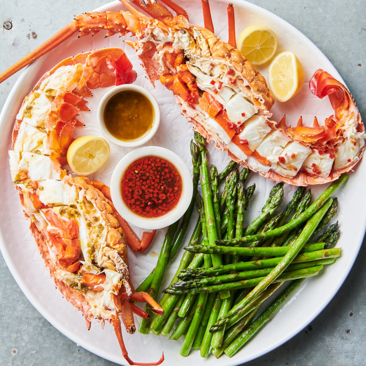 Best way to have New Zealand Crayfish is with two dipping sauces. A quick and easy starter that everyone will want more of.