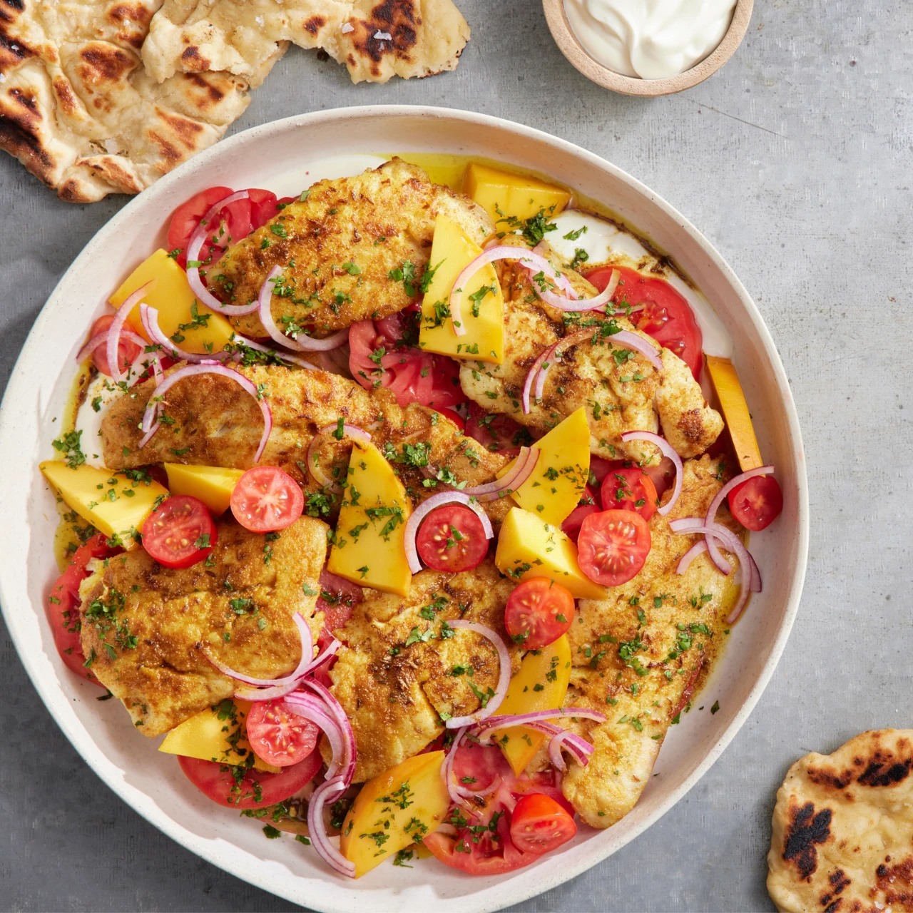 Spiced Snapper Fillets with Mango and Tomato recipe. Perfect Summer Recipe and for snapper lovers