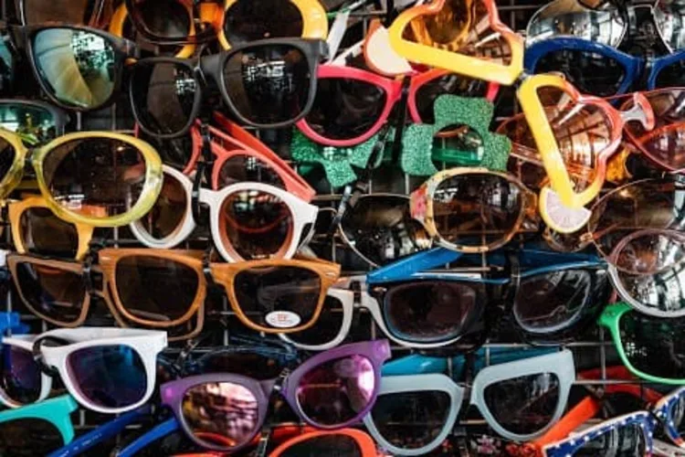 A collage of colorful sunglasses