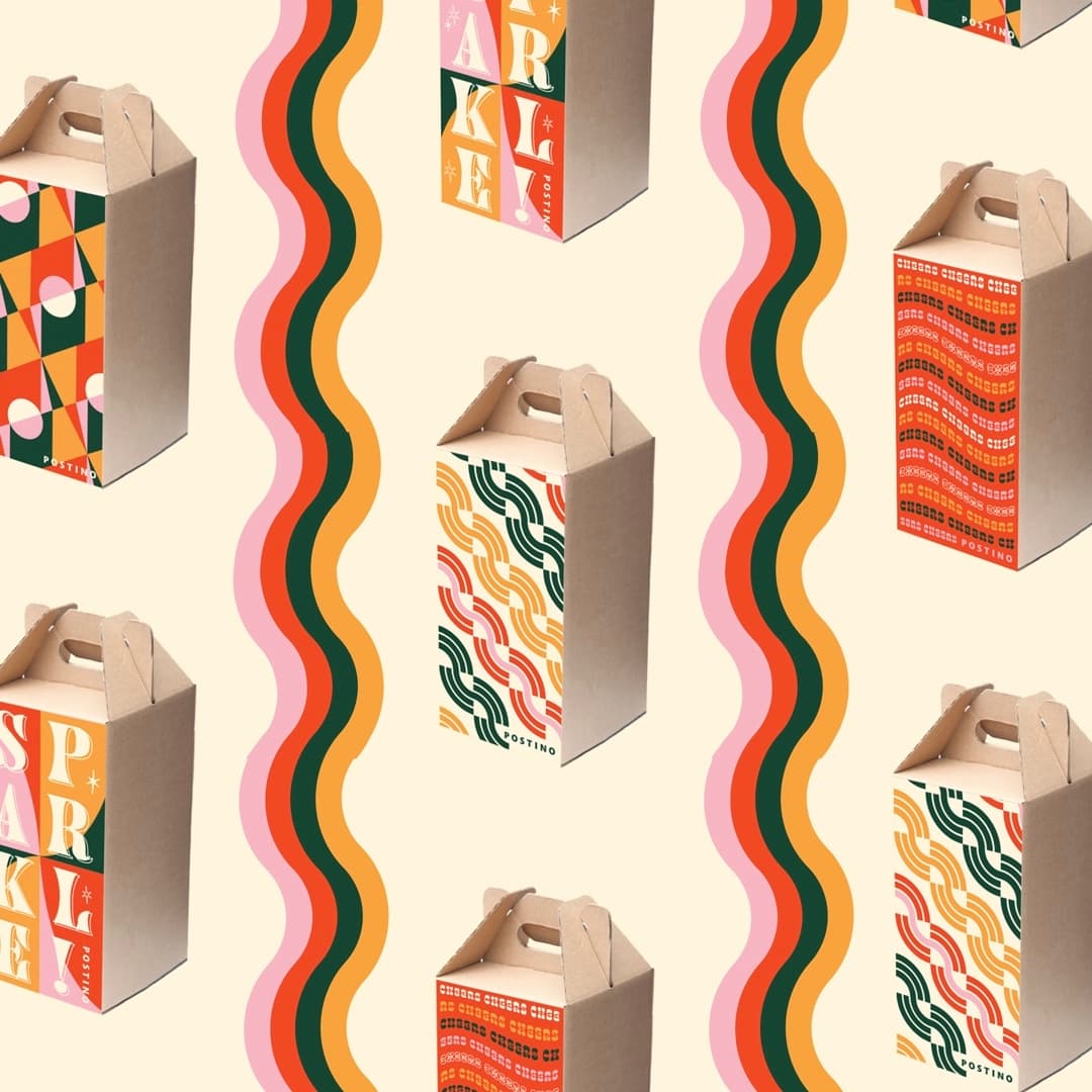 Christmas paper with wine box pattern