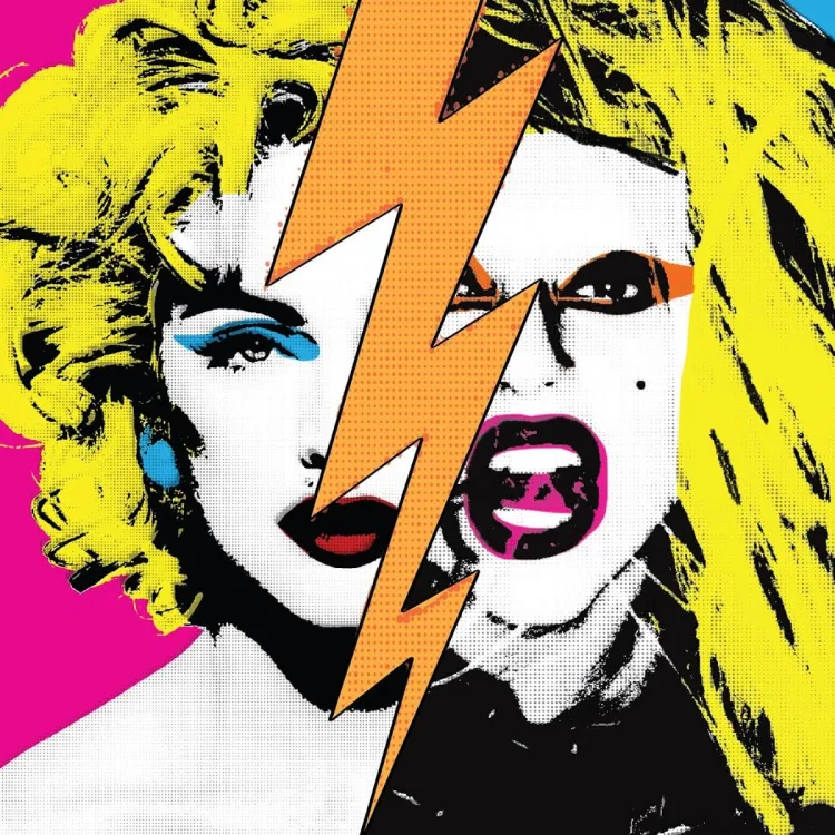 Pop art of Madonna and Lady Gaga in bright colors