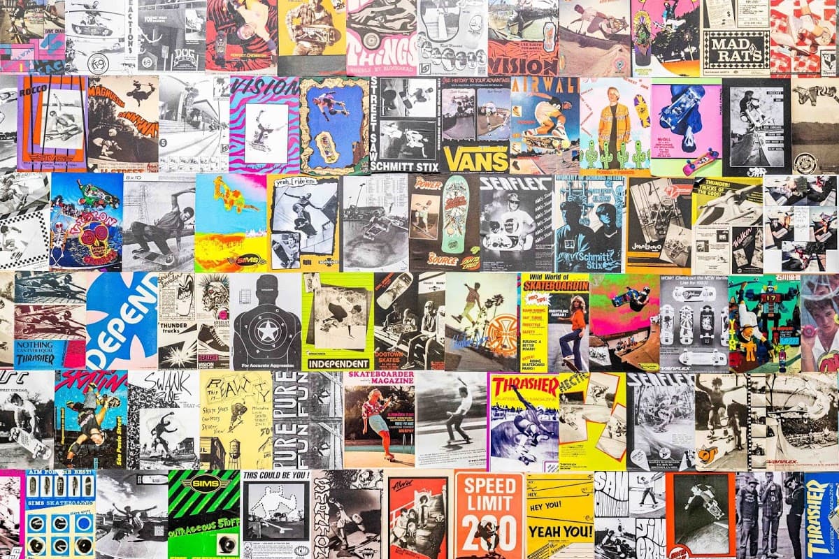A wall covered with posters