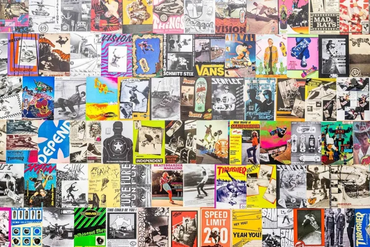 A wall covered with posters