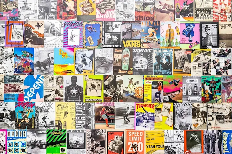 A wall covered with posters