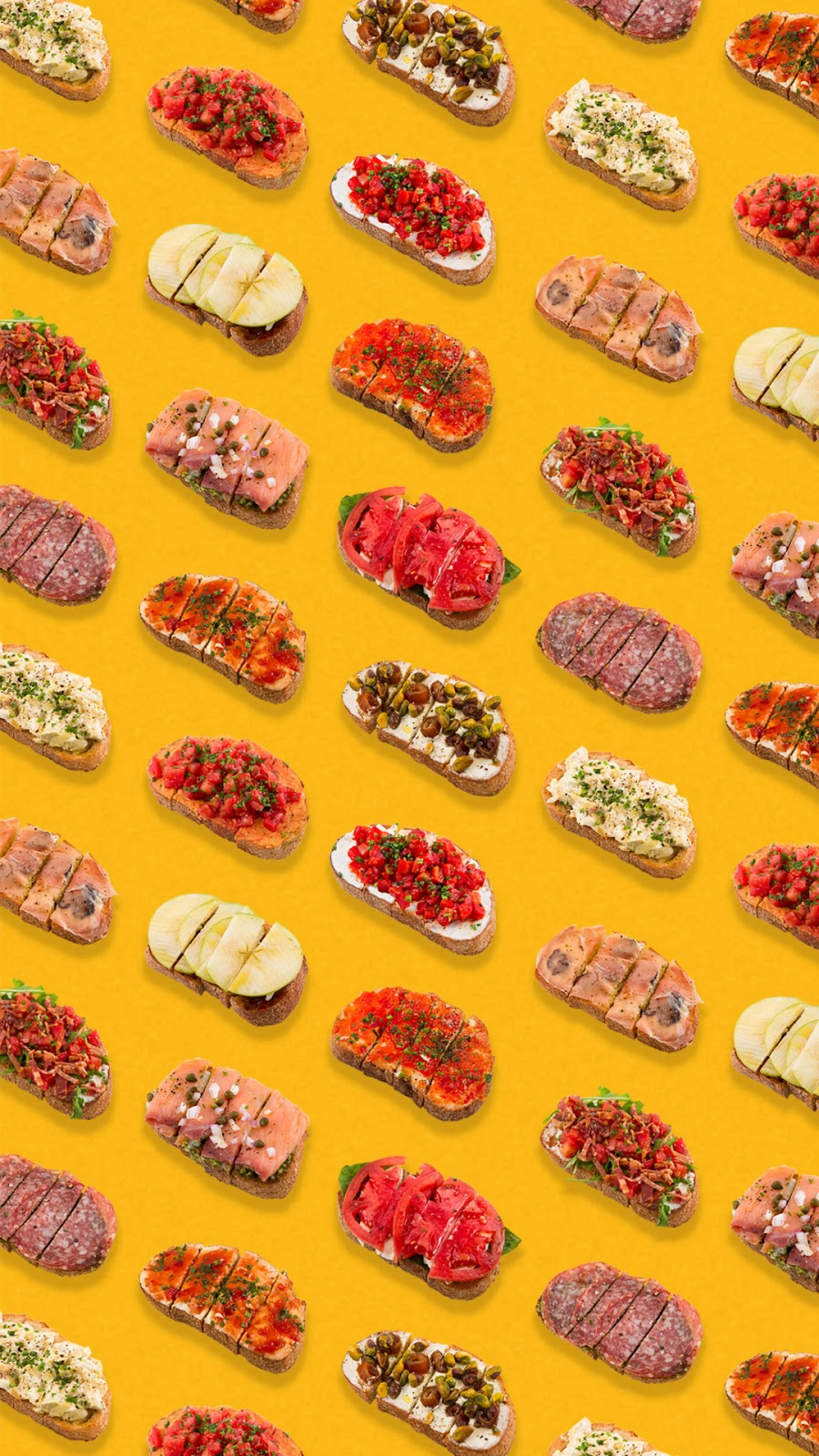 yellow wall of bruschetta