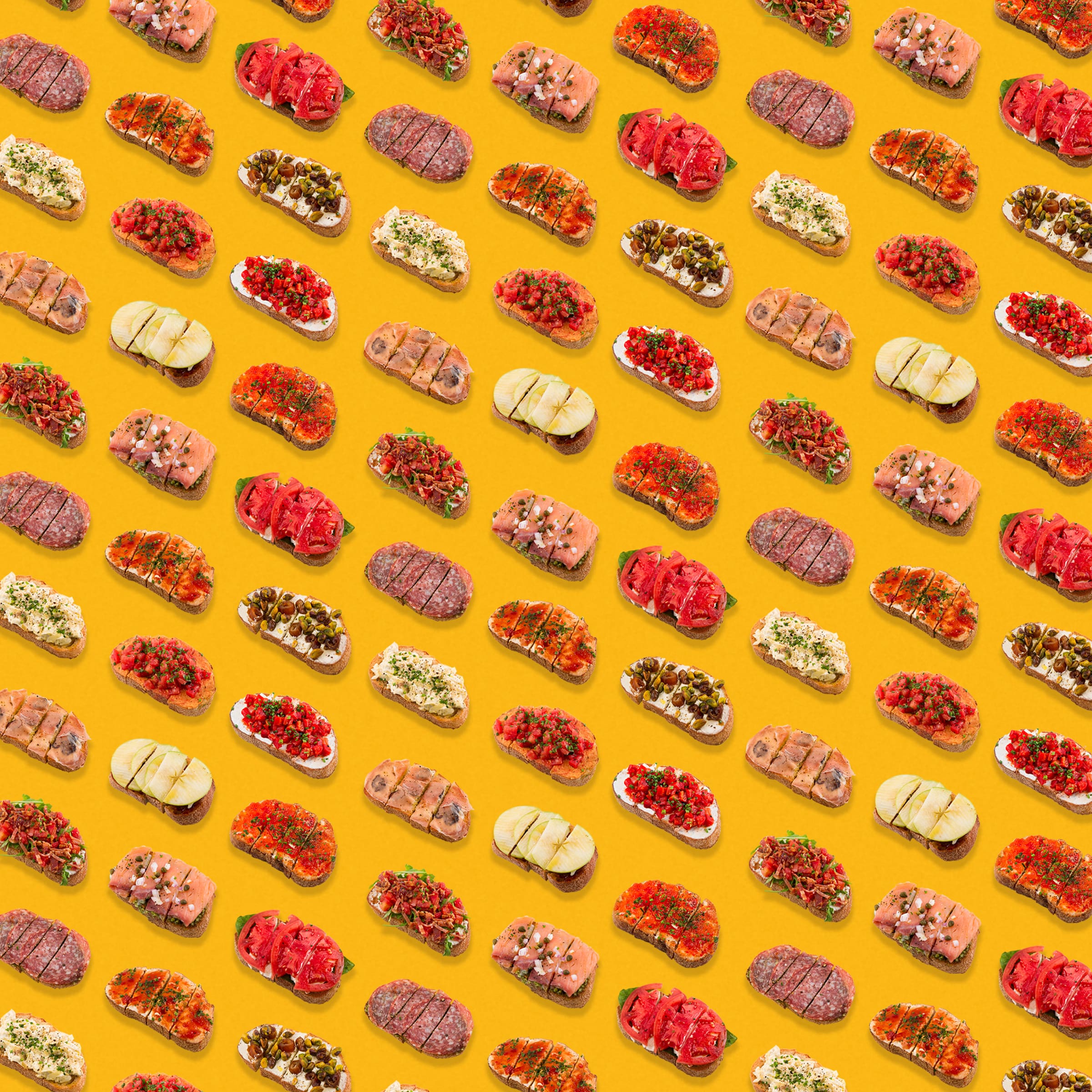 yellow wall of bruschetta 