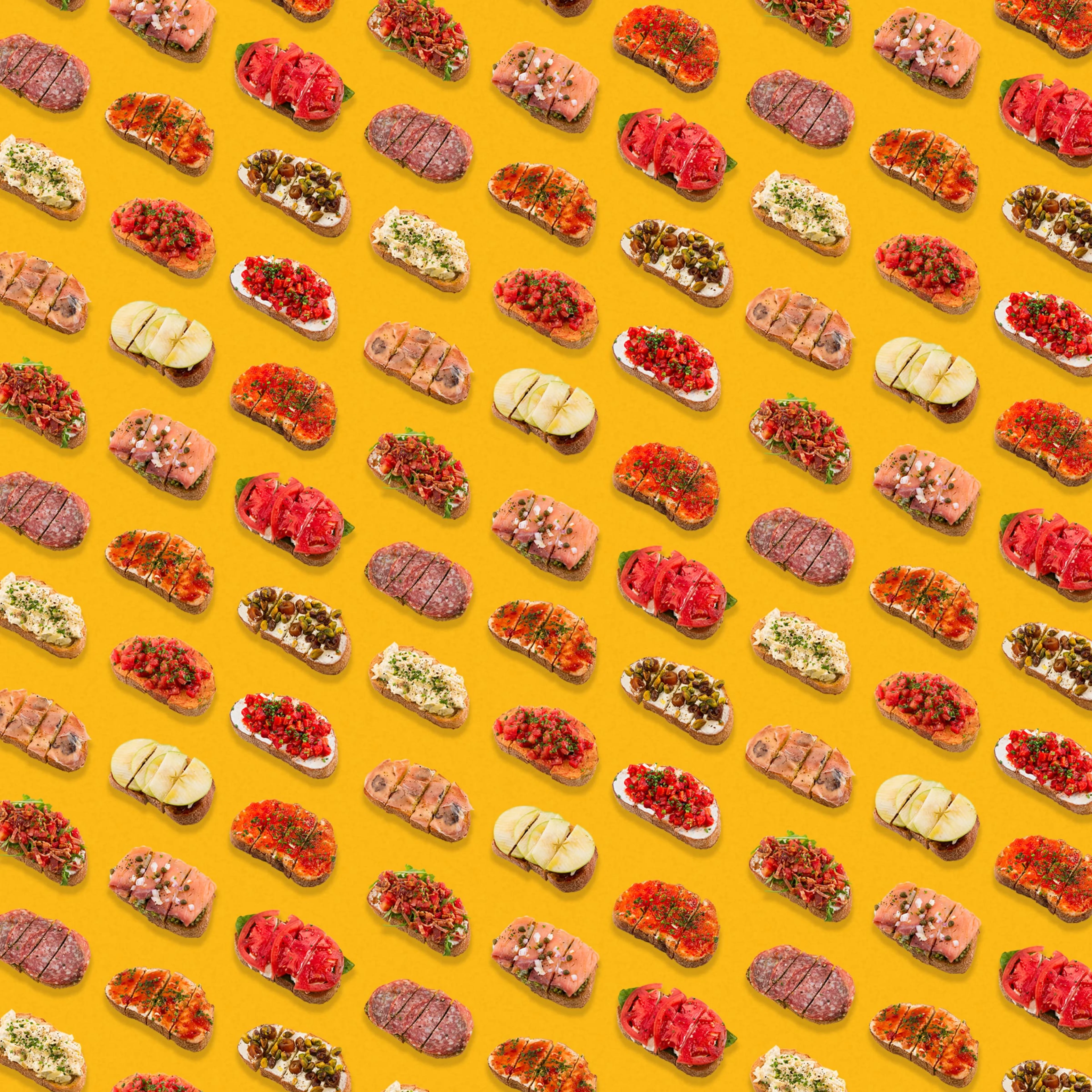 yellow wall of bruschetta
