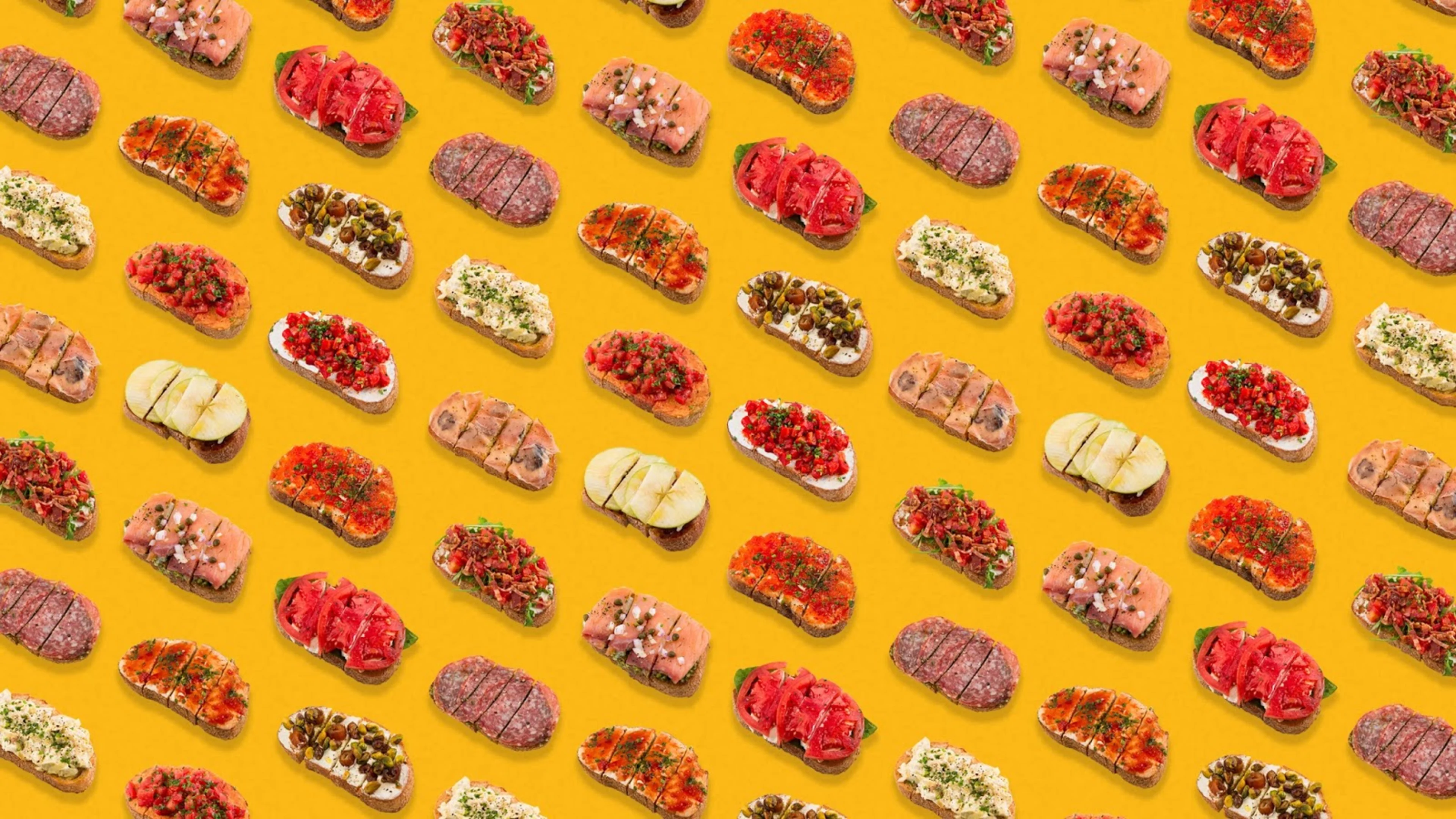 yellow wall of bruschetta