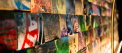 A colorful art wall.