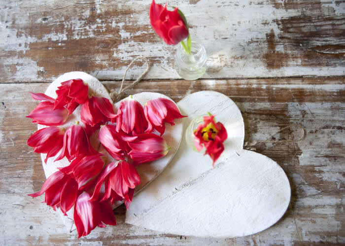 Arrangemang med tulpaner och hjärtan
Foto: Blomsterfrämjandet