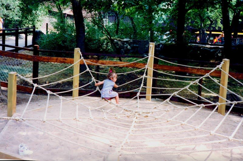 På Lill-Skansen i Stockholm, hade de flera år detta fina jättestora spindelnät, som massor av barn kunde leka i tillsammans.