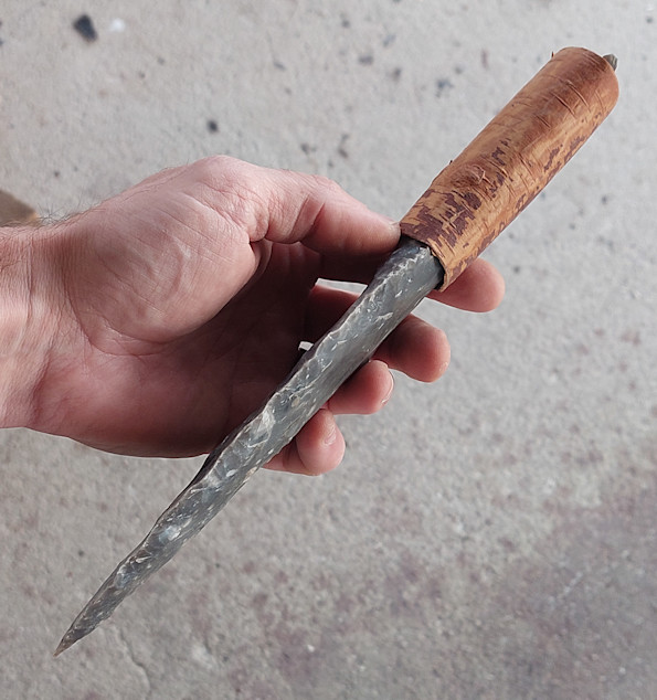 Pazourkový nůž – Severská dýka - rukojeť s březovou kůrou