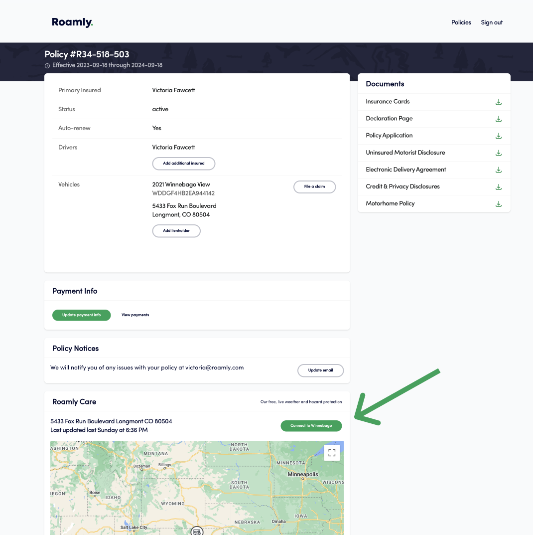  Activate Roamly Care with live location data when creating a quote