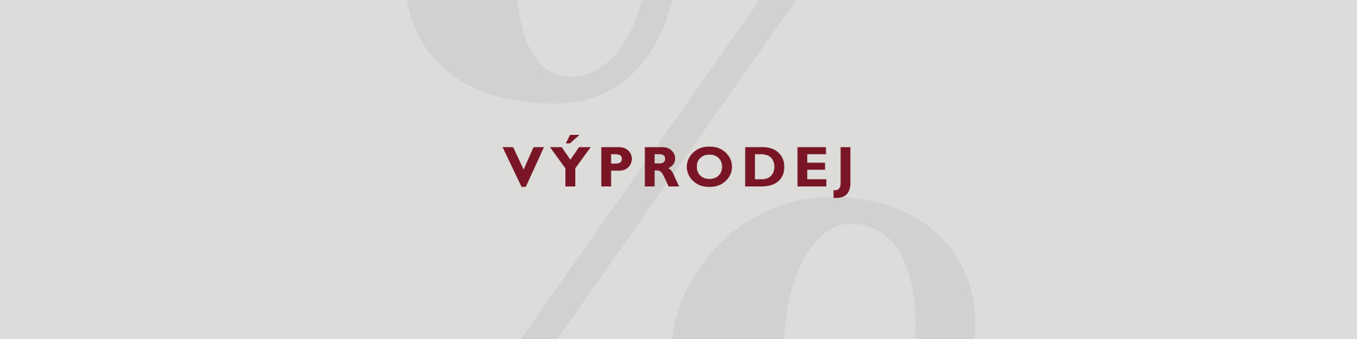 Banner se slovem SALE tmavě červen&yacute;m p&iacute;smem na světle &scaron;ed&eacute;m pozad&iacute; s velk&yacute;m symbolem procenta.