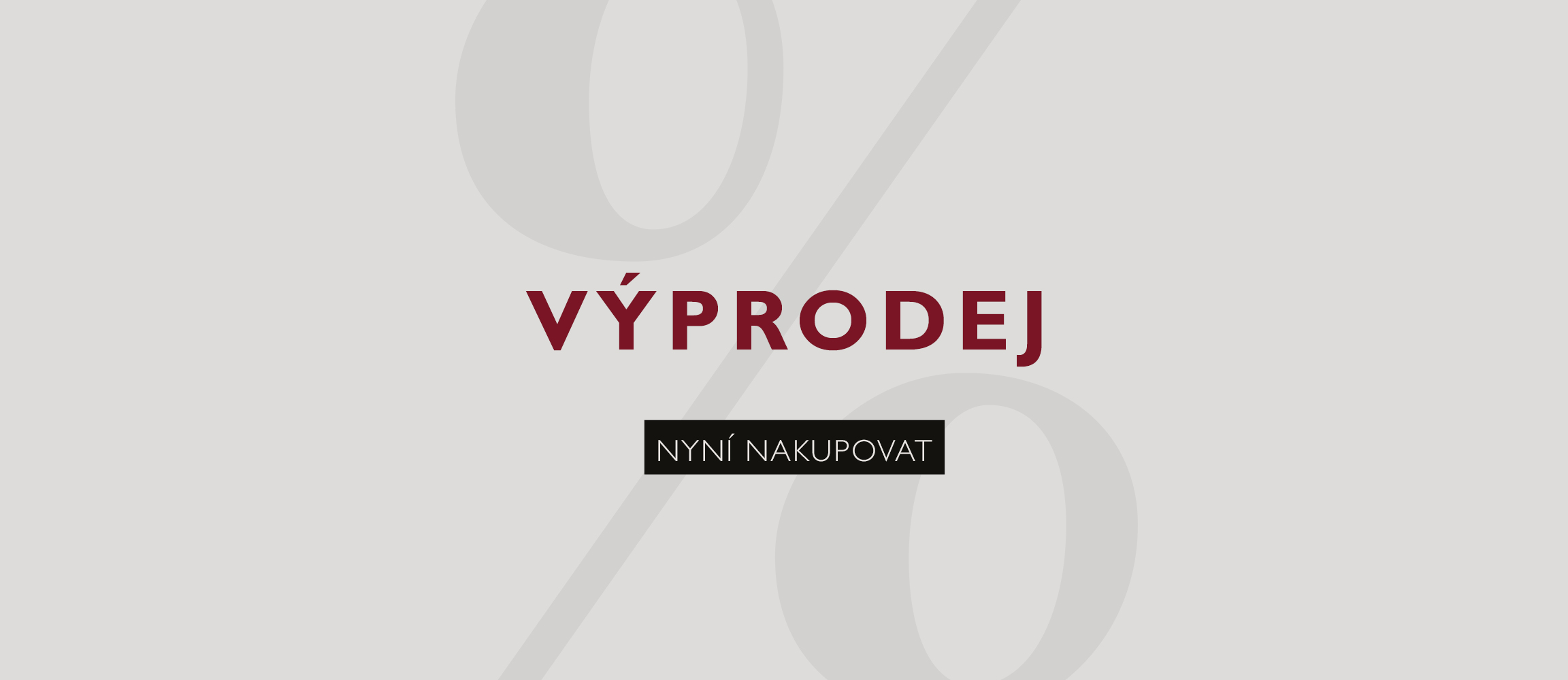 Reklamn&iacute; banner s n&aacute;pisem SALE v tmavě červen&eacute; barvě a čern&yacute;m tlač&iacute;tkem s n&aacute;pisem Nakupovat nyn&iacute; na světle &scaron;ed&eacute;m pozad&iacute;.