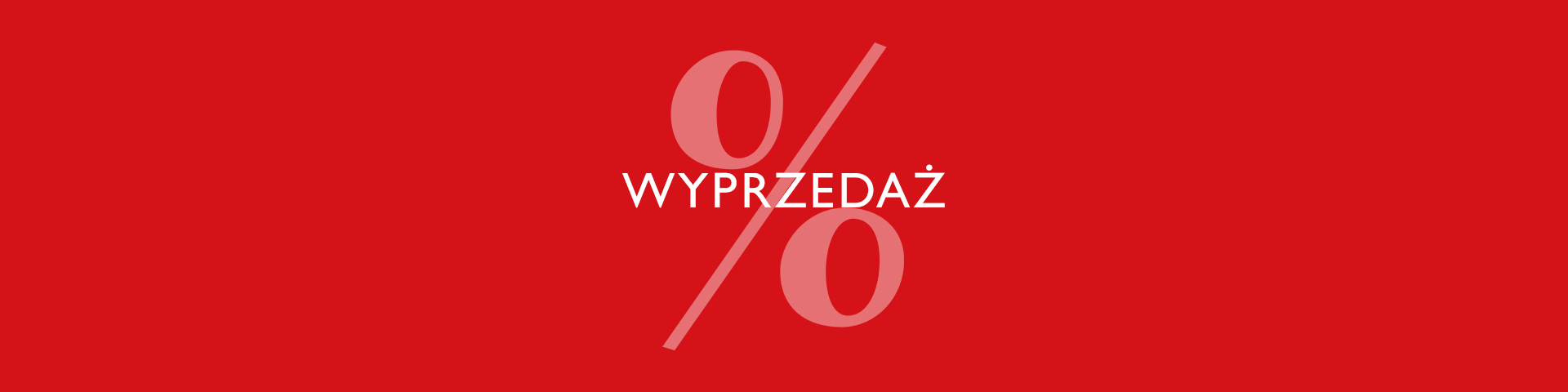 Biały tekst "SALE" na czerwonym tle z dużym znakiem procentowym w tle