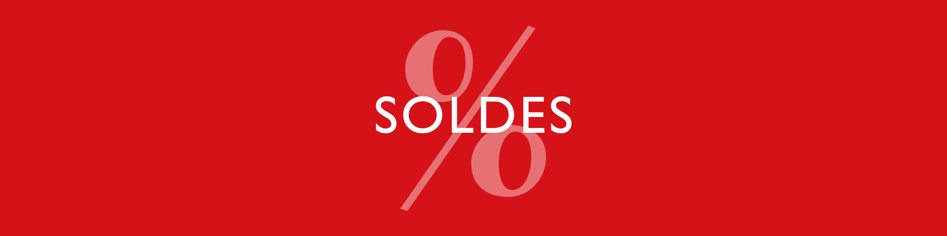 Texte blanc "vente" sur fond rouge avec un grand signe de pourcentage en arri&egrave;re-plan