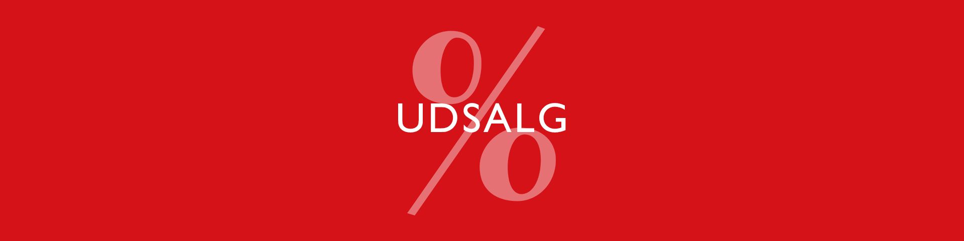 Hvid "SALE" tekst p&aring; r&oslash;d baggrund med et stort procenttegn i baggrunden